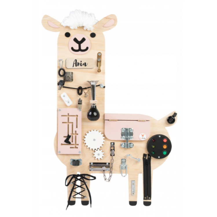Manipulačná doska / Activity board ružová Lama 84 cm x 52 cm